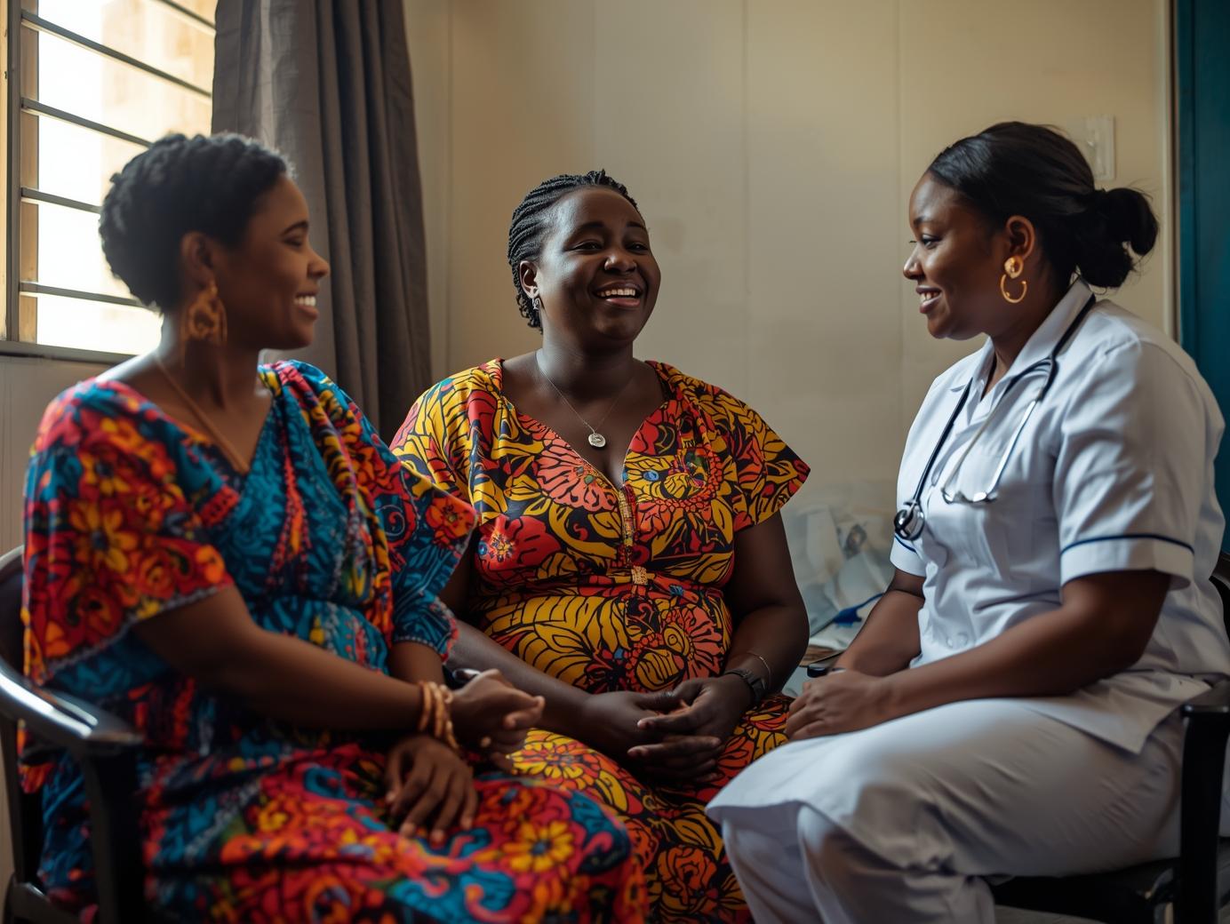 Ugandan couple receiving fertility counselling from a nurse 1