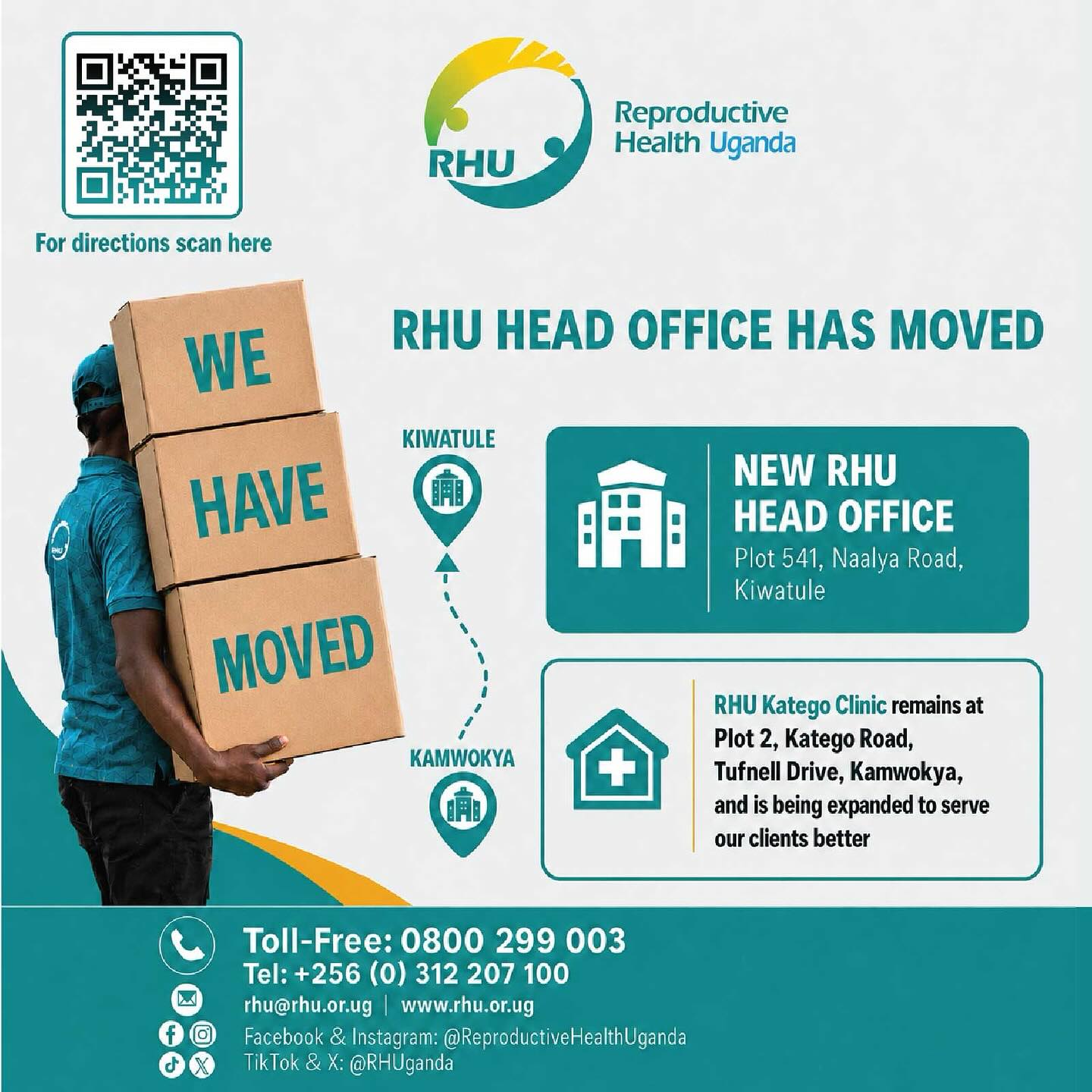 WE HAVE MOVED! Reproductive Health Uganda (RHU) Head Office has relocated from Kamwokya to: 📍…